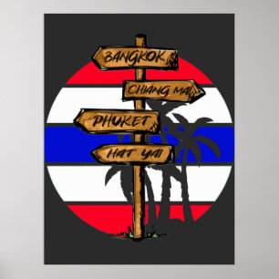 Thailand Destinations - Bangkok Chiang Mai Phuket Poster