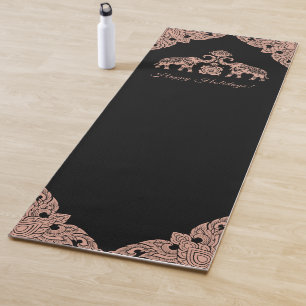 Thailand Elephant Happy Holidays Gift Pink & Black Yoga Mat