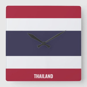 Thailand Flag Dazzling Patriotic Square Wall Clock