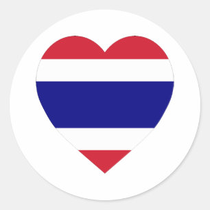Thailand Flag Heart Classic Round Sticker