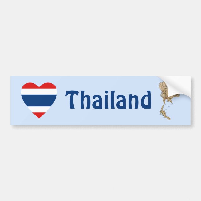 Thailand Flag Heart + Map Bumper Sticker (Front)