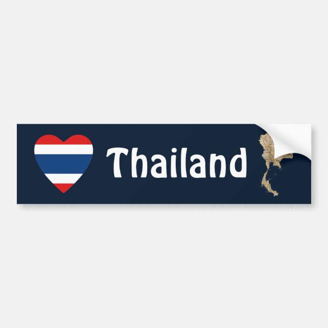 Thailand Flag Heart + Map Bumper Sticker (Front)