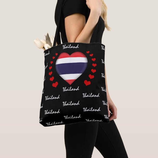 Thailand Flag & Heart, Thai Flag fashion /sport Tote Bag (Close Up)