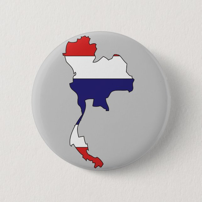 Thailand flag map 6 cm round badge (Front)