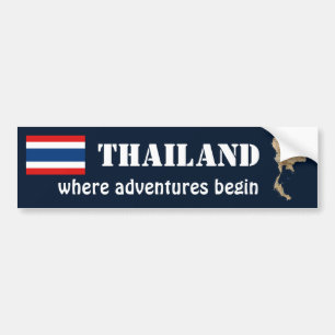 Thailand Flag + Map Bumper Sticker