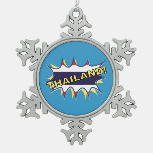 Thailand flag POW star burst Snowflake Pewter Christmas Ornament