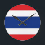 Thailand Flag Round Clock<br><div class="desc">I like the way this looks and I hope you do too!  Thanks for stopping by!  Feel free to customise this to meet your needs.  Have a wonderful day!</div>