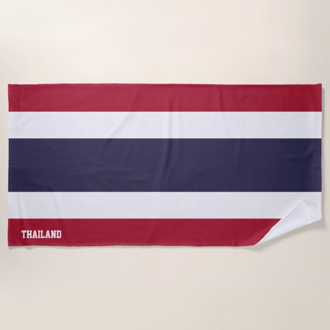 Thailand Flag Splendid Patriotic Beach Towel (Front)