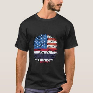 Thailand Flag Sunflower Thai Pride USA America Tha T-Shirt