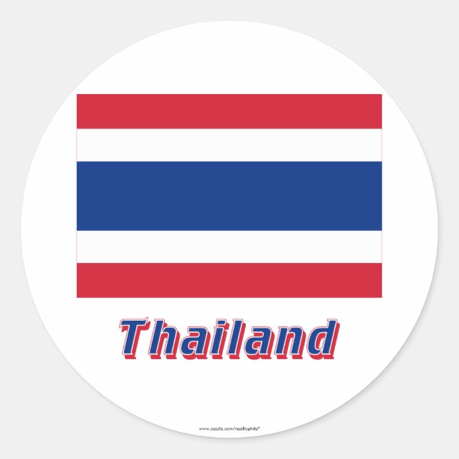 Thailand Flag with Name Classic Round Sticker (Front)