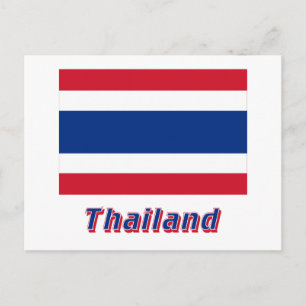 Thailand Flag with Name Postcard