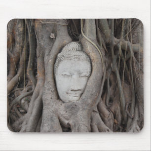 Thailand Head of Buddha surrounded by trees Mouse Mat