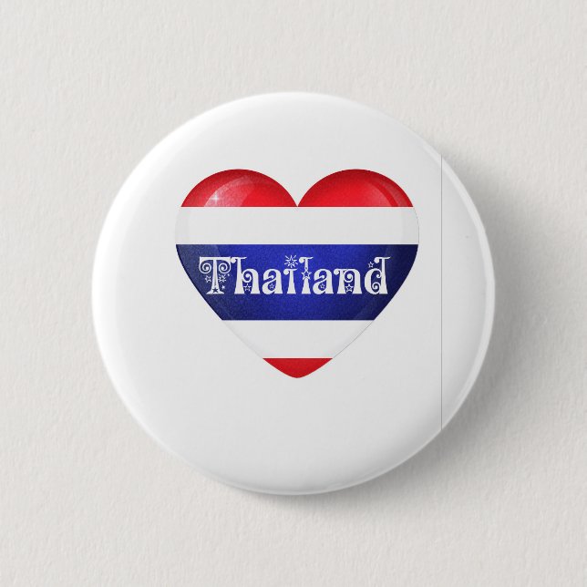 Thailand Heart Flag 6 Cm Round Badge (Front)
