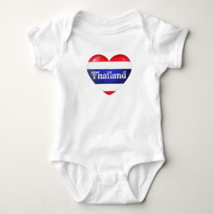 Thailand Heart Flag Baby Bodysuit
