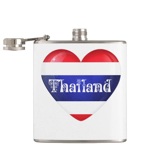 Thailand Heart Flag Hip Flask (Opened)