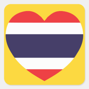 Thailand Heart Flag Square Sticker