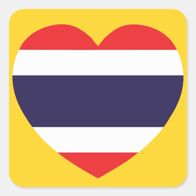 Thailand Heart Flag Square Sticker (Front)