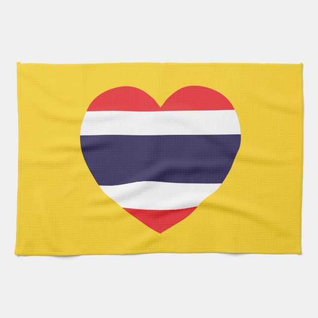 Thailand Heart Flag Tea Towel (Horizontal)