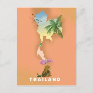 Thailand illustrated map postcard