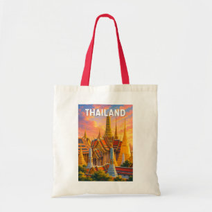 Thailand Illustration Travel Art Vintage Tote Bag