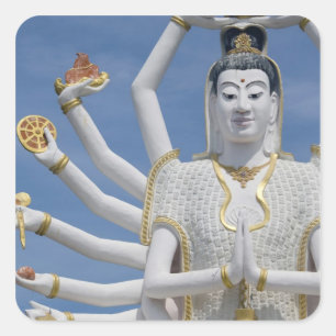 Thailand, Ko Samui aka Koh Samui). Wat Plai Square Sticker