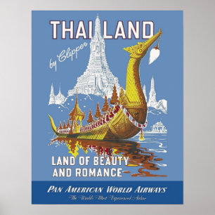 Thailand/Land of Beauty and Romance Vintage Travel Poster