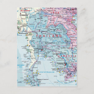 Thailand map postcard