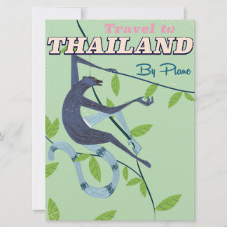 Thailand Monkey vintage travel print Invitation