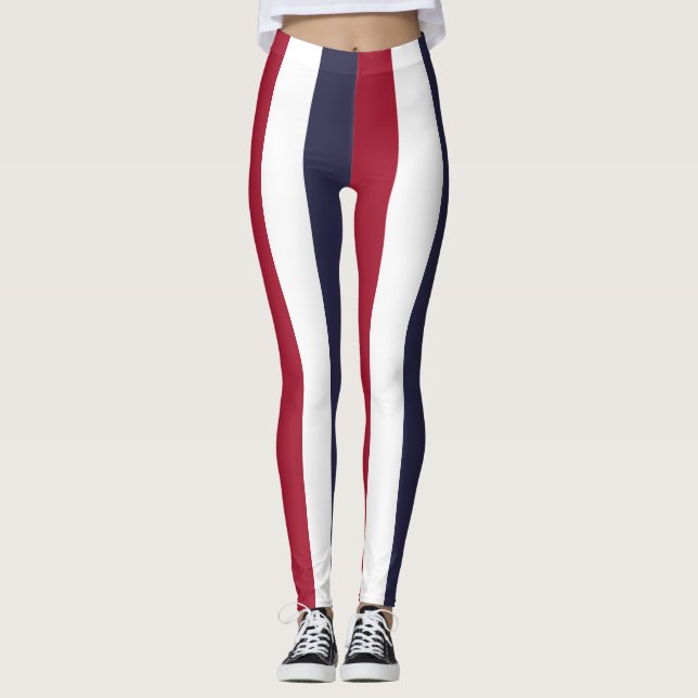 Thailand National Flag Colours Vertical Striped Leggings (Front)