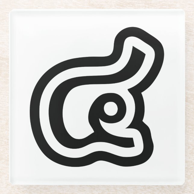 Thailand Number 4 / Four / ๔ (See/Si) Thai Script Glass Coaster (Front)