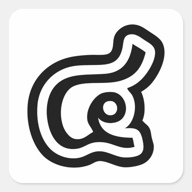 Thailand Number 4 / Four / ๔ (See/Si) Thai Script Square Sticker (Front)