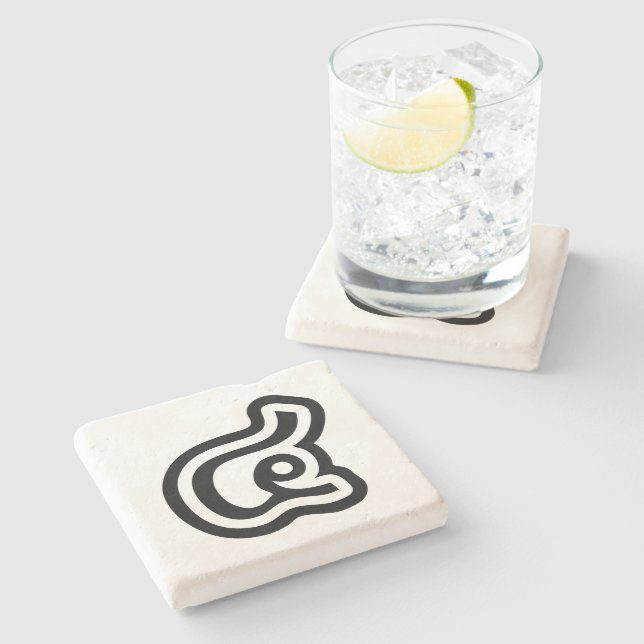 Thailand Number 4 / Four / ๔ (See/Si) Thai Script Stone Coaster (Side)