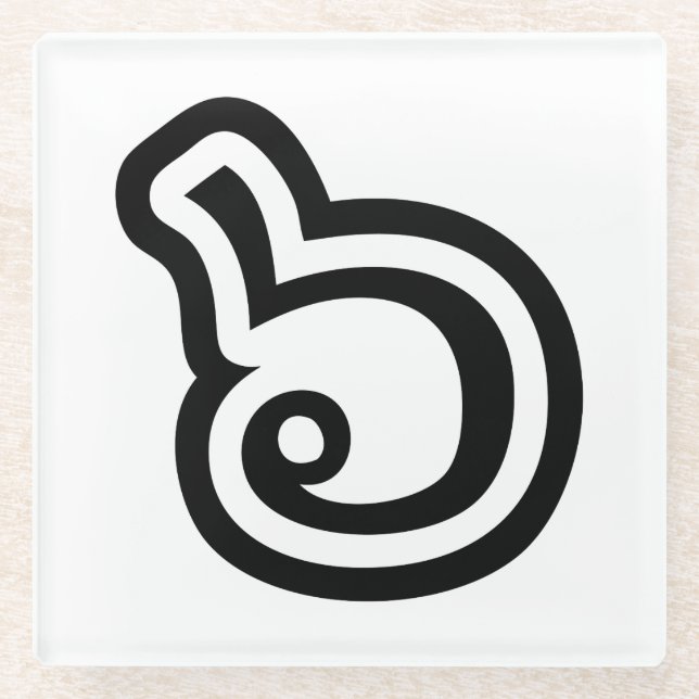 Thailand Number 6 / Six / ๖ (Ho/Hok) Thai Language Glass Coaster (Front)