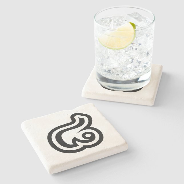 Thailand Number 8 / Eight / ๘ (Bad/Paet) Thai Stone Coaster (Side)