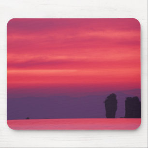 Thailand, Phang Nga Bay. Pink sky reflected in Mouse Mat