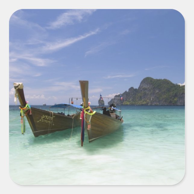 Thailand, Phi Phi Don Island, Yong Kasem beach, Square Sticker (Front)