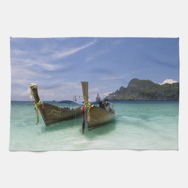 Thailand, Phi Phi Don Island, Yong Kasem beach, Tea Towel (Horizontal)
