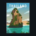 Thailand Phuket Retro Postcard<br><div class="desc">Thailand vector artwork design. It consists of the island of Phuket,  the country's largest island,  and another 32 smaller islands off its coast. It lies off the west coast of mainland Thailand in the Andaman Sea.</div>