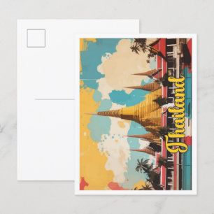 Thailand Pop Art Travel Illustration Postcard
