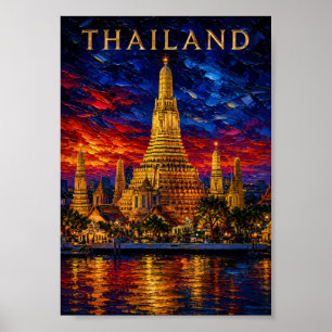 Thailand: Radiant Sunset Wat Arun Art Souvenir Poster