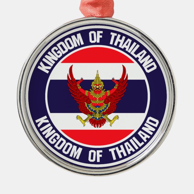 Thailand Round Emblem Metal Tree Decoration (Front)