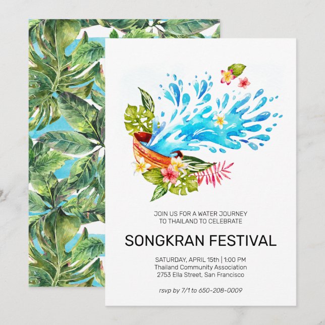 Thailand Songkran Festival Invitation (Front/Back)