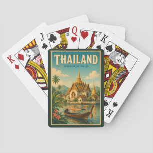 Thailand Temple Illustration Travel Art Vintage Playing Cards