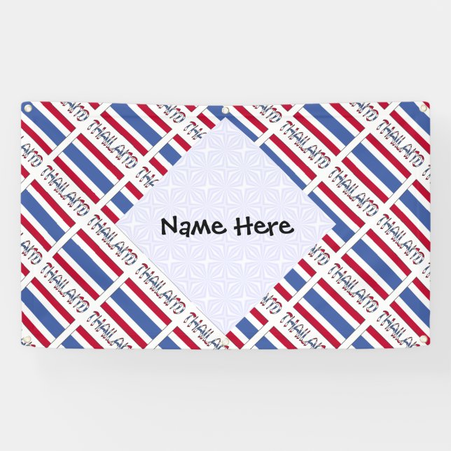 Thailand Thai Flag Tiled Personalised Name  Banner (Horizontal)