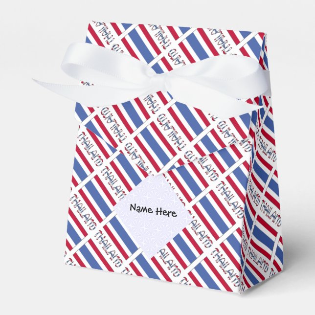 Thailand Thai Flag Tiled Personalised Name  Favour Box (Front Side)