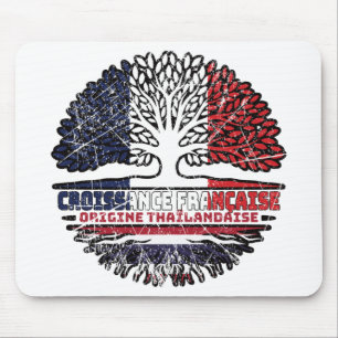 Thailand Thai French France Tree Roots Flag Mouse Mat