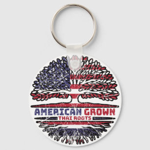 Thailand Thai US American USA United States Tree Key Ring