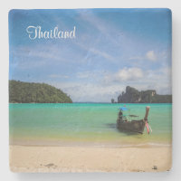 Thailand Travel Beach Photo with Fishing Boat