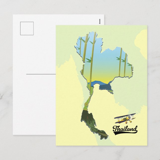 Thailand Travel map Holiday Postcard (Front/Back)