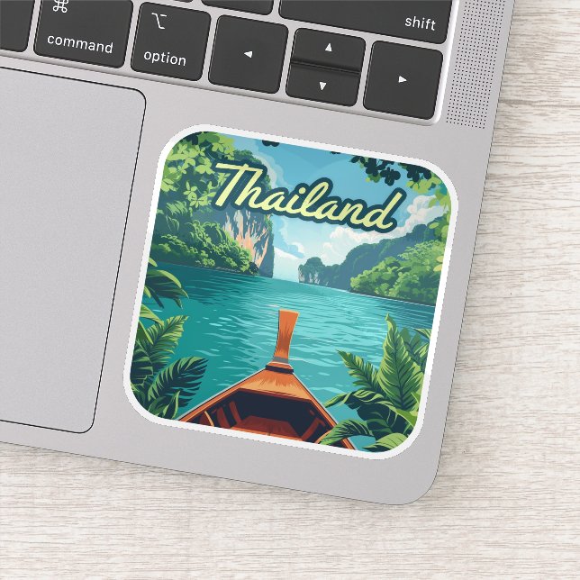 Thailand Tropical Island Long Tail Boat Vintage  (Detail)